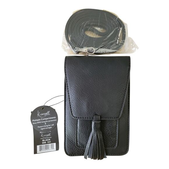 K. Carroll RFID Black Phone Bag with credit card slots crossbody - Picture 1 of 6
